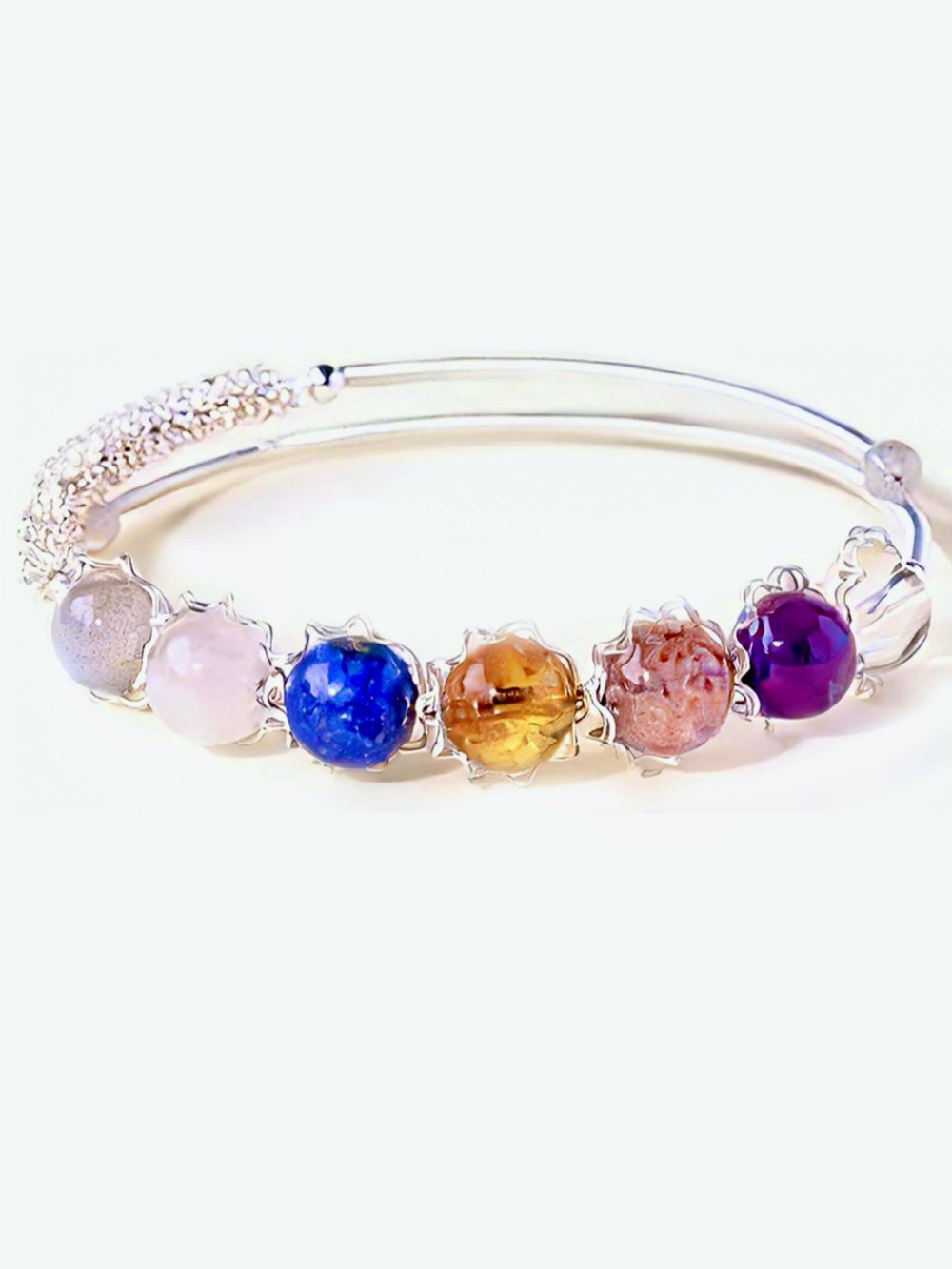 🆕New Multi-Gemstone Silver Bracelet-Adjustable - Picture 6 of 6